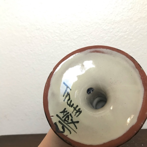 Vintage hand painted Mexican tonala candle stick - Picture 5 of 5